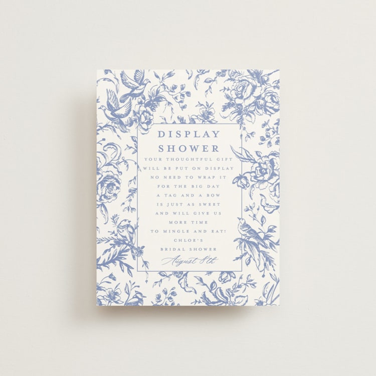 "Dreamy Toile" - Bridal Shower Insert Cards in Blueberry by Teju Reval - Front