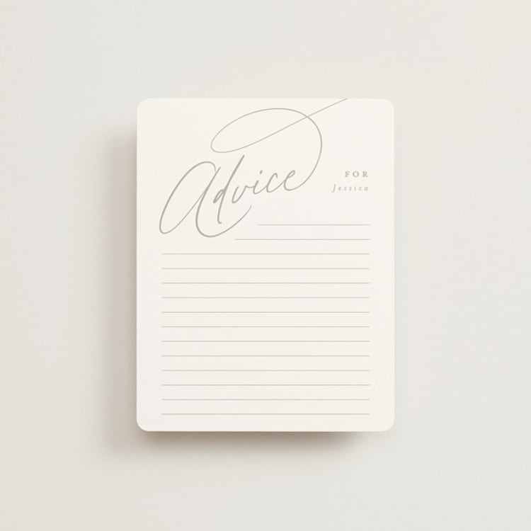 "Minimal" - Bridal Shower Insert Cards in Coconut by Joanna Griffin - Front