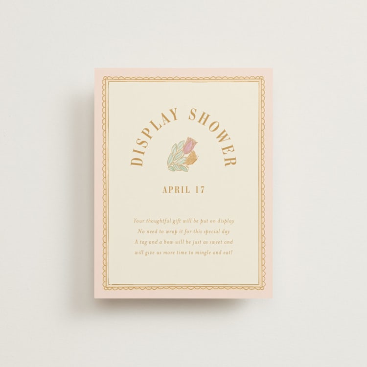 "Gilded Bridal Gown" - Bridal Shower Insert Cards in Romantic Rose by Simona Camp - Front