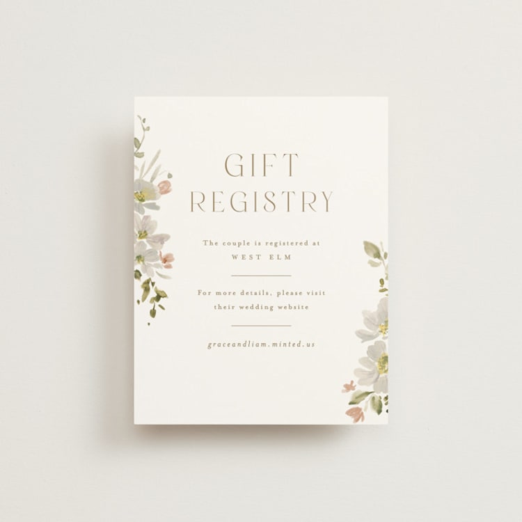 "Serene" - Bridal Shower Insert Cards in Champagne by Everett Paper Goods - Front