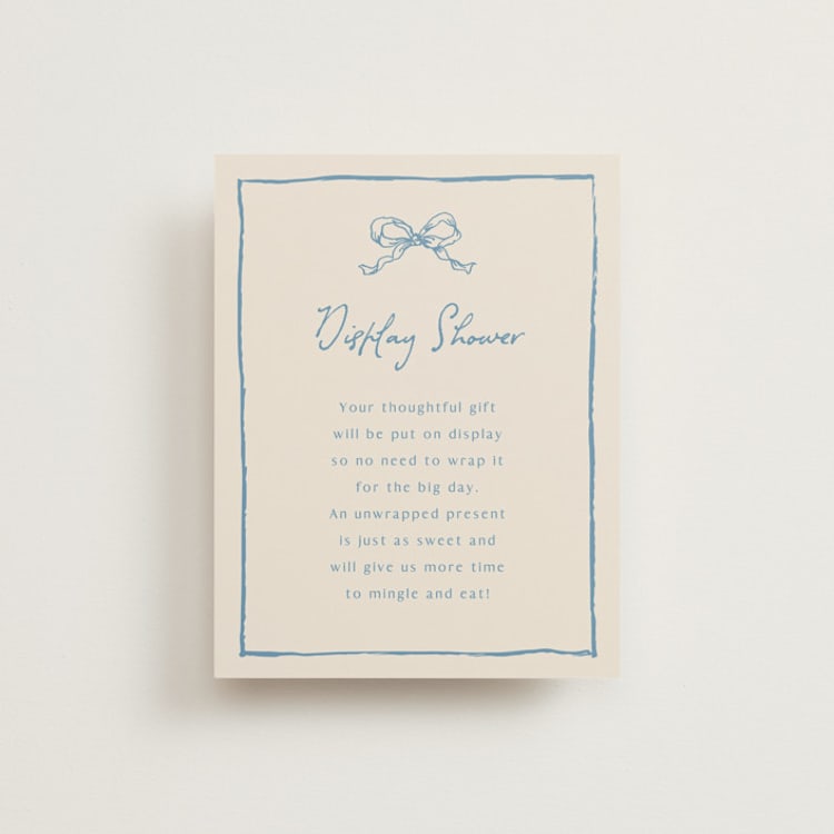 "ribbon bow drawing" - Bridal Shower Insert Cards in Dusty Blue by Cass Loh - Front