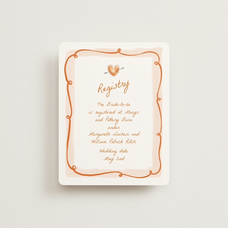 "Giardino" - Bridal Shower Insert Cards in Flame by Pati Cascino - Front