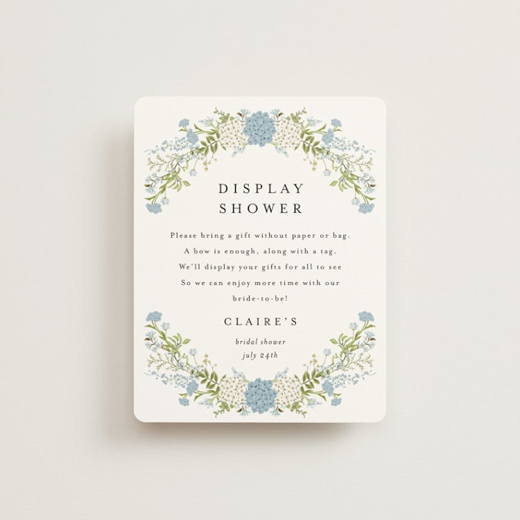 "Wedgewood" - Bridal Shower Insert Cards in Cerulean by Susan Moyal - Front