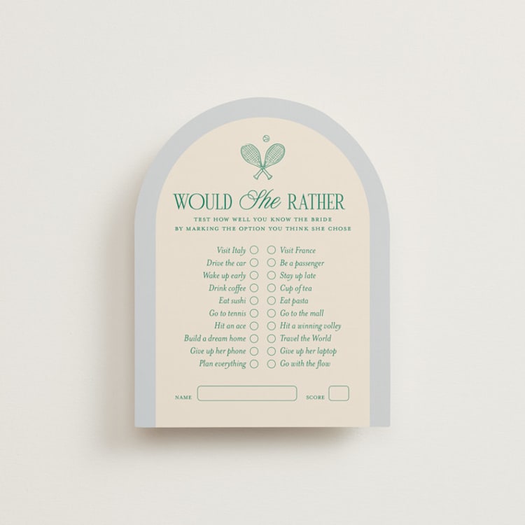 "Racquet Club" - Bridal Shower Insert Cards in Sky by Leia Matt - Front