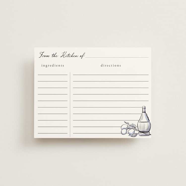 "Blue Chianti" - Bridal Shower Insert Cards in Powder Blue by Becky Nimoy - Front