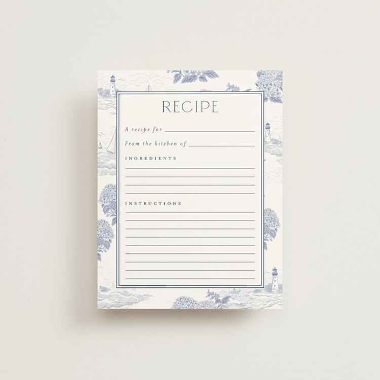 "Coastal Toile" - Bridal Shower Insert Cards in Periwinkle by Jenna Holcomb - Front