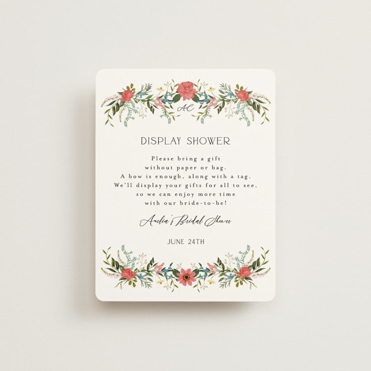 "Garden Vine" - Bridal Shower Insert Cards in Papaya by Susan Moyal - Front