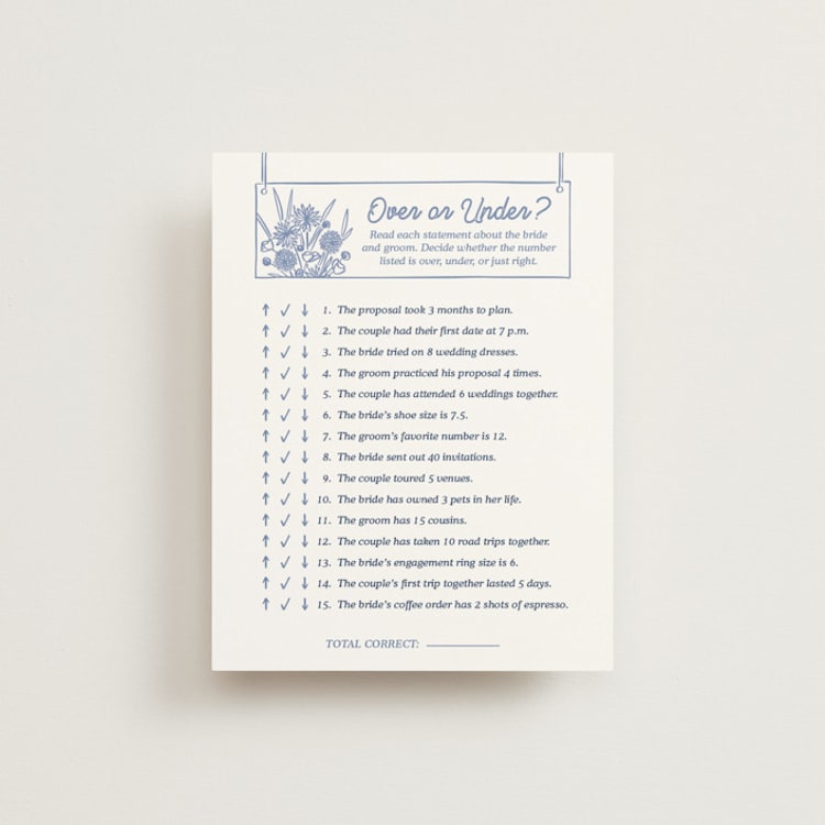 "Fresh Off the Market" - Bridal Shower Insert Cards in Bluebird by Carolyn Kach - Front