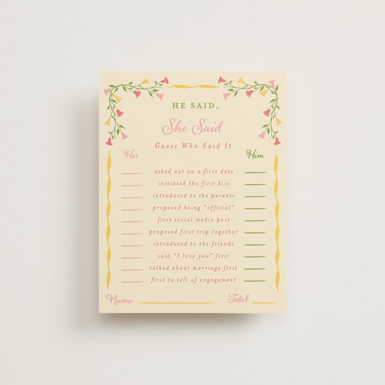 "Gardenia" - Bridal Shower Insert Cards in Golden by Sarah Rosenthal - Front