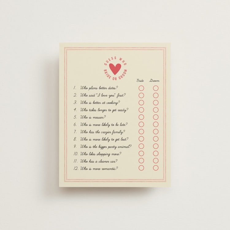 "That's Amore" - Bridal Shower Insert Cards in Tomato by Sherley Ferreira - Front