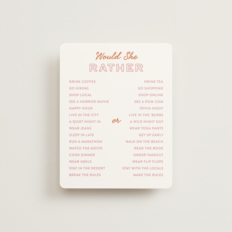 "The Spritz" - Bridal Shower Insert Cards in Grapefruit by Olivia Raufman - Front