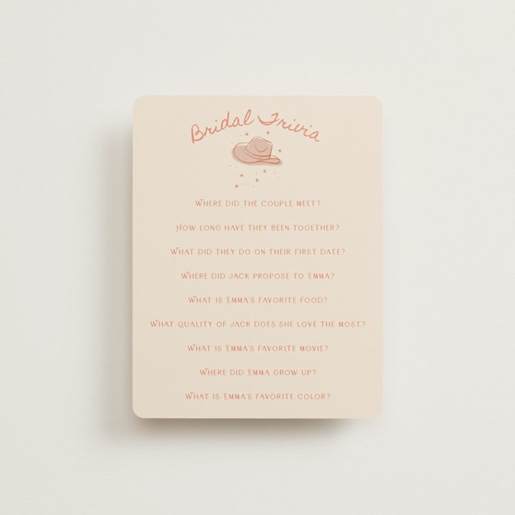 "Cocktails & Cowgirls" - Bridal Shower Insert Cards in Sand by frau brandt - Front