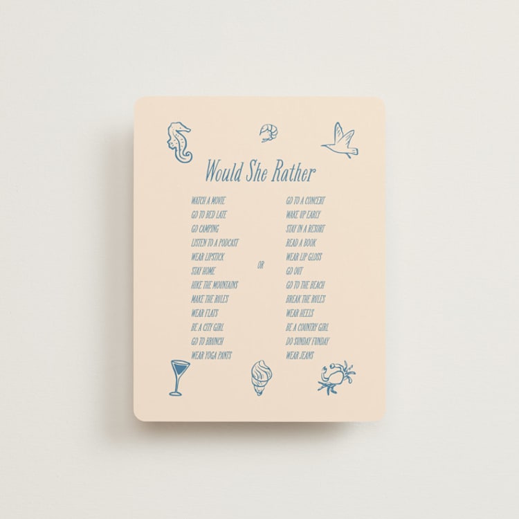 "Sea Shells & Wedding Bells" - Bridal Shower Insert Cards in Ocean by Rina Ozum - Front