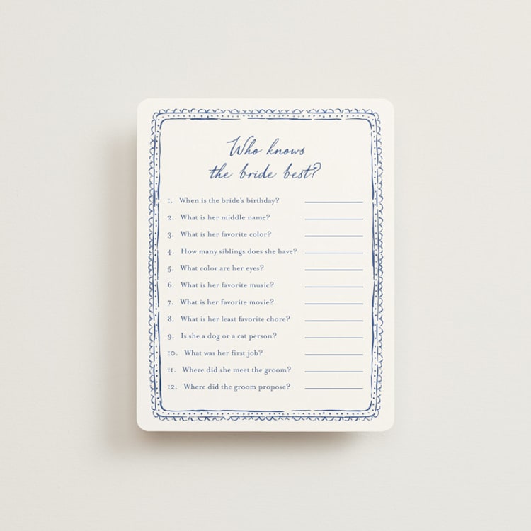 "Tea Cup Doodle" - Bridal Shower Insert Cards in Cobalt by Carmia C. - Front