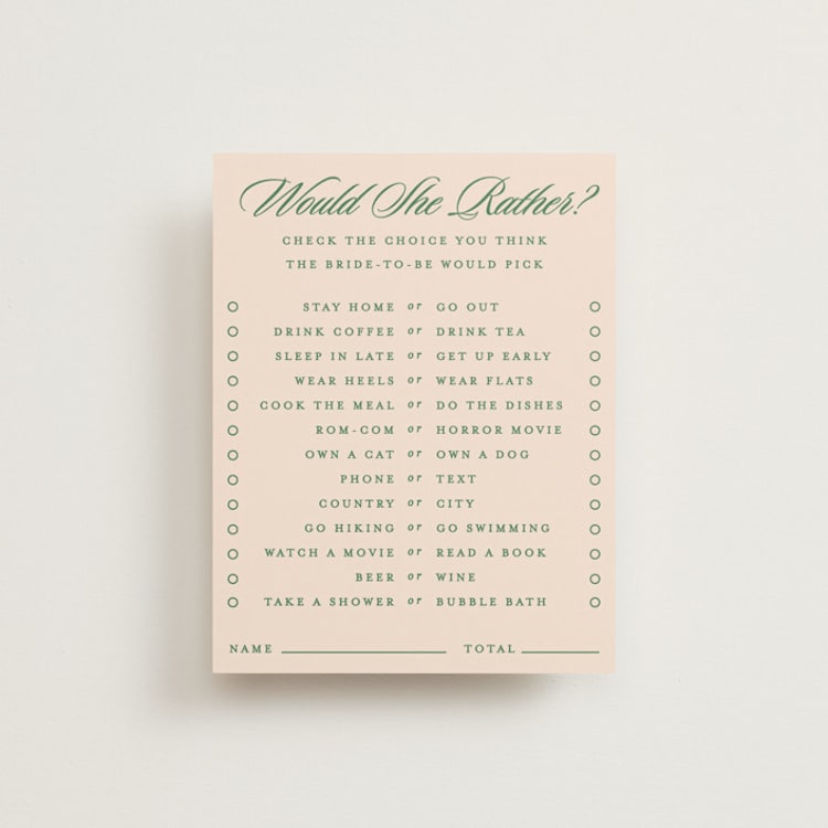 "Scripted" - Bridal Shower Insert Cards in Emerald by Creo Study - Front