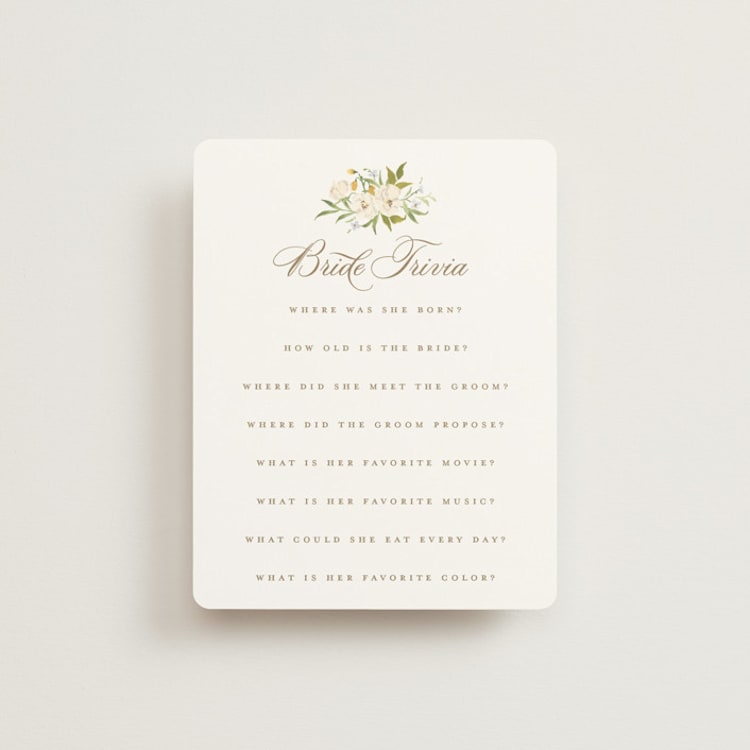 "Avalon" - Bridal Shower Insert Cards in Chiffon by Everett Paper Goods - Front