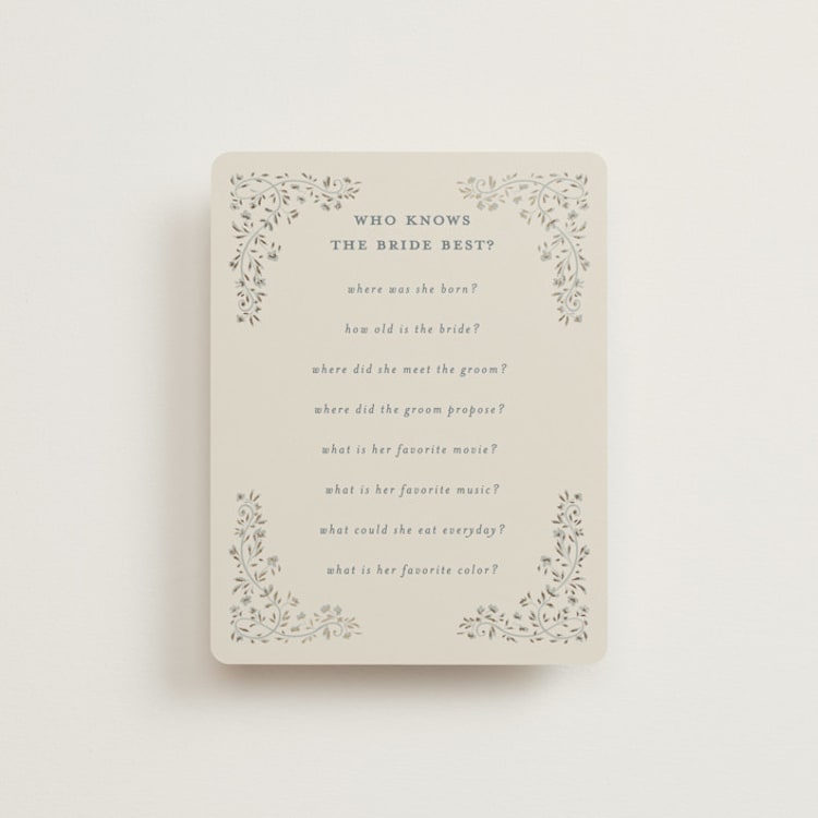 "Floral Romance" - Bridal Shower Insert Cards in Something Blue by Gwen Bedat - Front
