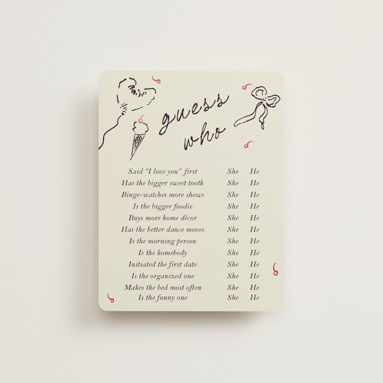 "Sweets & Treats" - Bridal Shower Insert Cards in Licorice by Sarah Rosenthal - Front