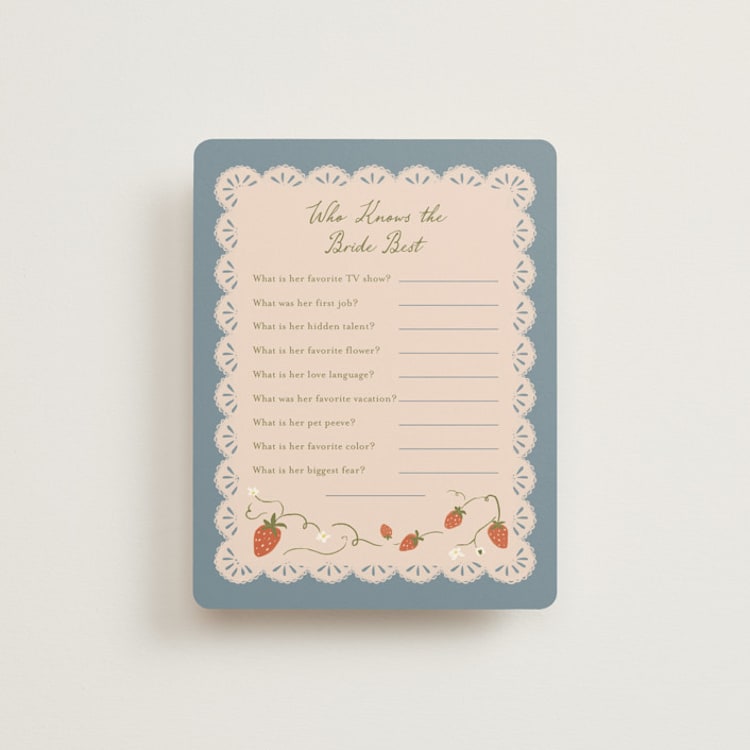 "Little Berry" - Bridal Shower Insert Cards in Juniper by Vera Lim - Front