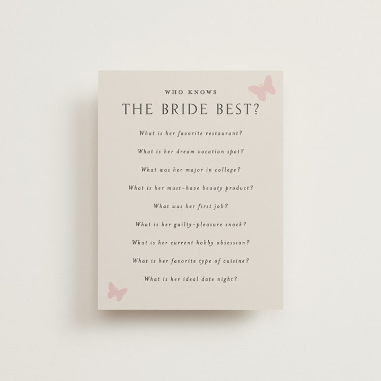 "dancing in the garden" - Bridal Shower Insert Cards in Blush Meadow by Grae - Front