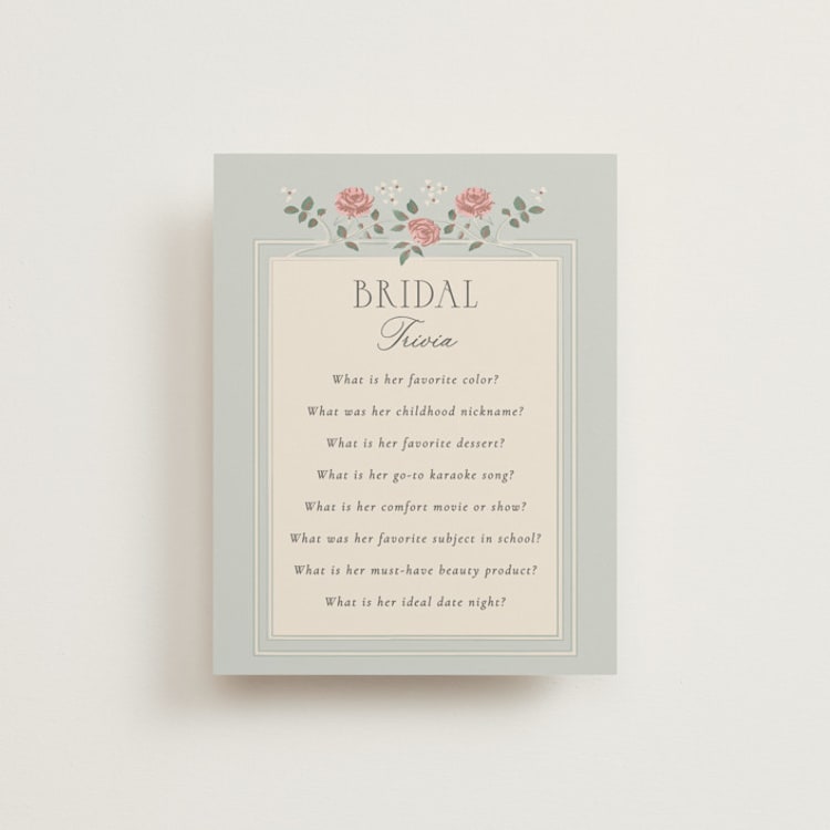 "Parisian Roses" - Bridal Shower Insert Cards in Antique Sky by Ana de Sousa - Front