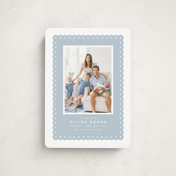"Mickey fabric frame" - Birth Announcements in Chambray by Lea Delaveris - Front