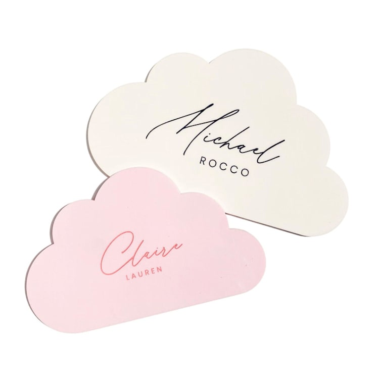 "Custom Color - Baby Cloud Name Sign" - Baby Milestone Signs in multicolorassorted-colors by Haven Print Co.