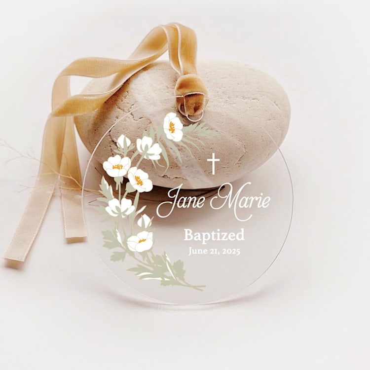 "Personalized Acrylic Baby Baptism First Holy Communion Christening or Dedication Keepsake, Set of 1" - Baby Milestone Signs in multicolor by Iveta Abolina