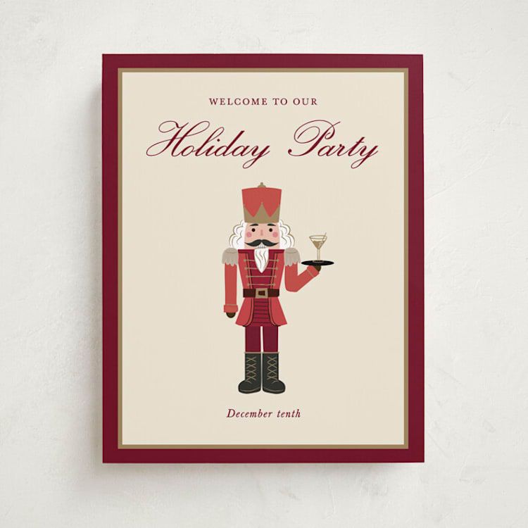 "Nutcracker Butler" - Party Welcome Signs in Candy Cane by Jennifer Lew - Front