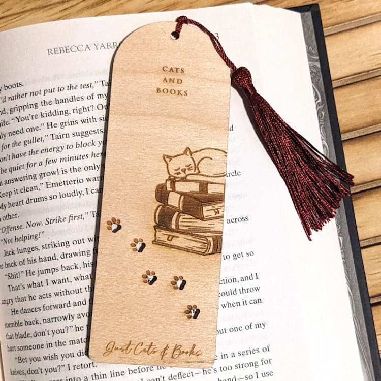"Cats and Books Bookmark | Book Lover Gift" - Bookmark in natural by Samantha Malvey