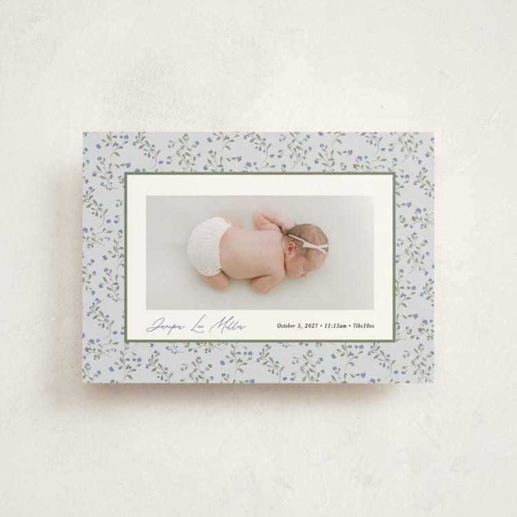 "Ditsy Floral Frame" - Birth Announcements in Powder by Kate Ahn - Front