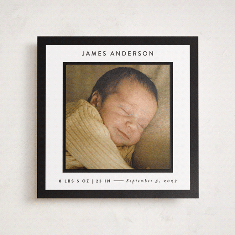 "square" - Birth Announcement Photo Mount Cards in Charcoal by JoAnn Jinks - Front