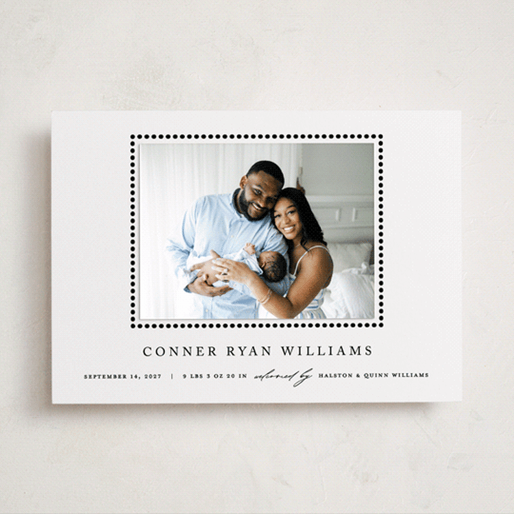 "Dreamer" - Birth Announcement Photo Mount Cards in Onyx by Pixel and Hank - Front