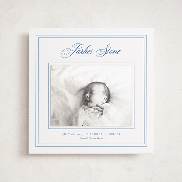 "Darling Frame" - Birth Announcement Photo Mount Cards in Sky by Alston Foster - Front