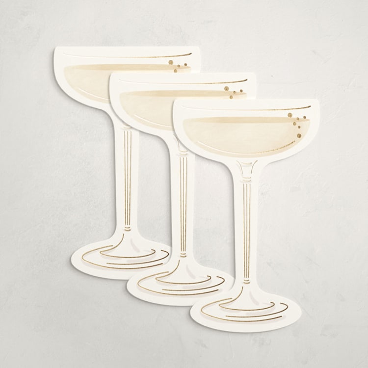 "Bubbly (set of 12)" - Place Card Sets in Champagne by Baumbirdy - Front