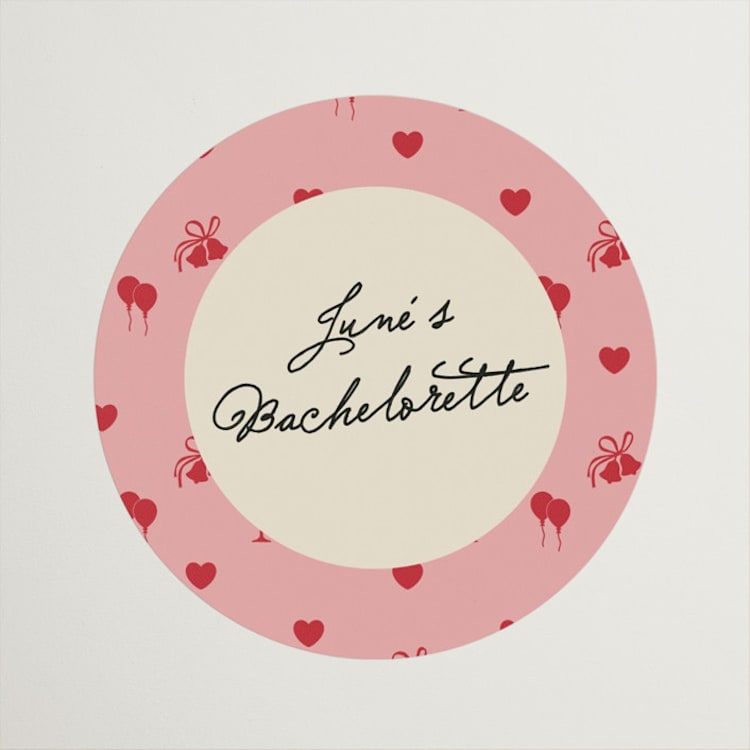 "Gals and Gabs" - Wedding Favor Stickers in Strawberry by Inkblot Design - Front