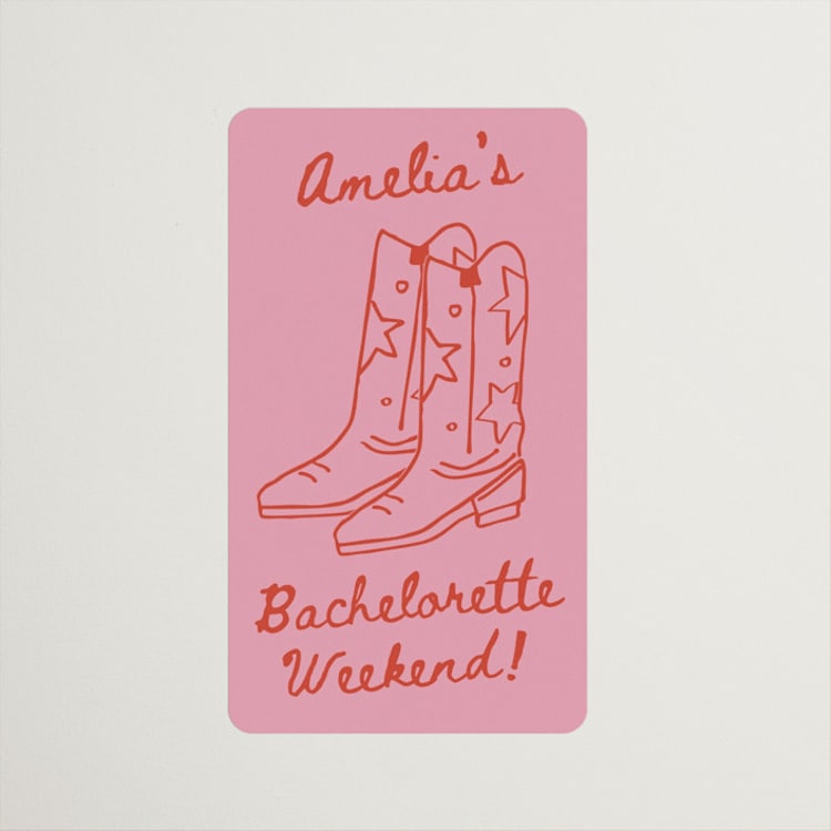 "cowboy club" - Wedding Favor Stickers in Cherry by Jennifer Lew - Front