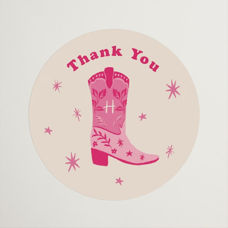 "Rodeo" - Wedding Favor Stickers in Flamingo by Elly - Front