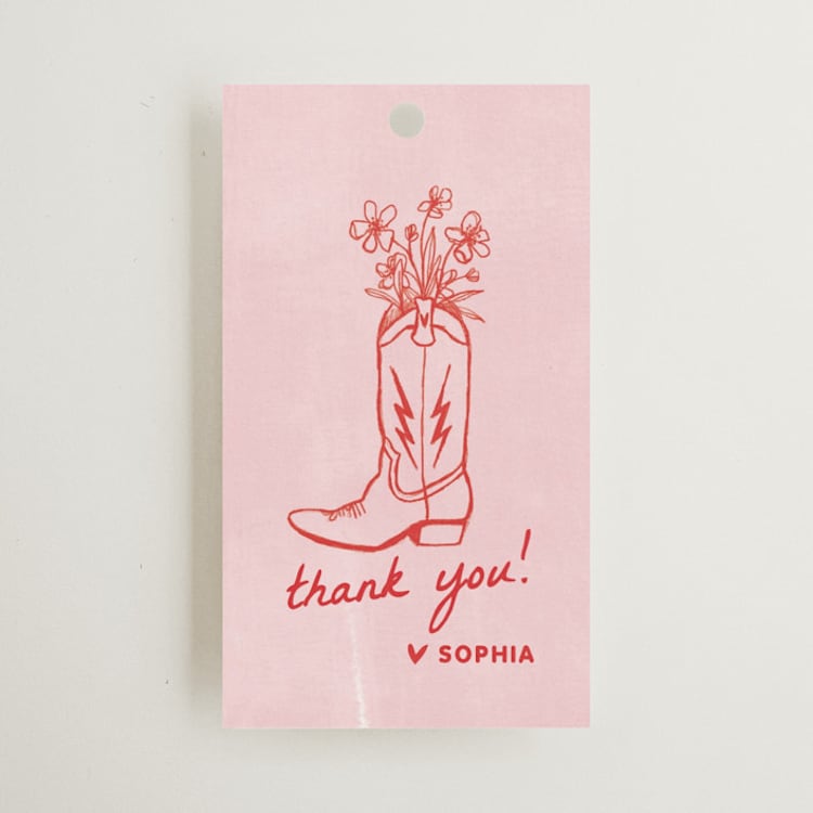 "Party Boots" - Wedding Favor Tags in Strawberry by Erin Kessler - Front