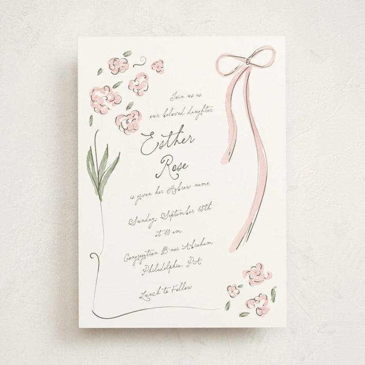 "By Grace" - Bris and Baby Naming Invitations in Rose by Helena Vitto - Front