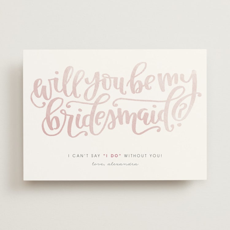"Will You...?" - Bridesmaid Cards in Blush by Olivia Goree - Front