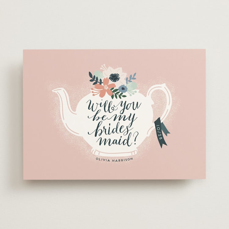 "Teapot Flower" - Bridesmaid Cards in Rose by iamtanya - Front
