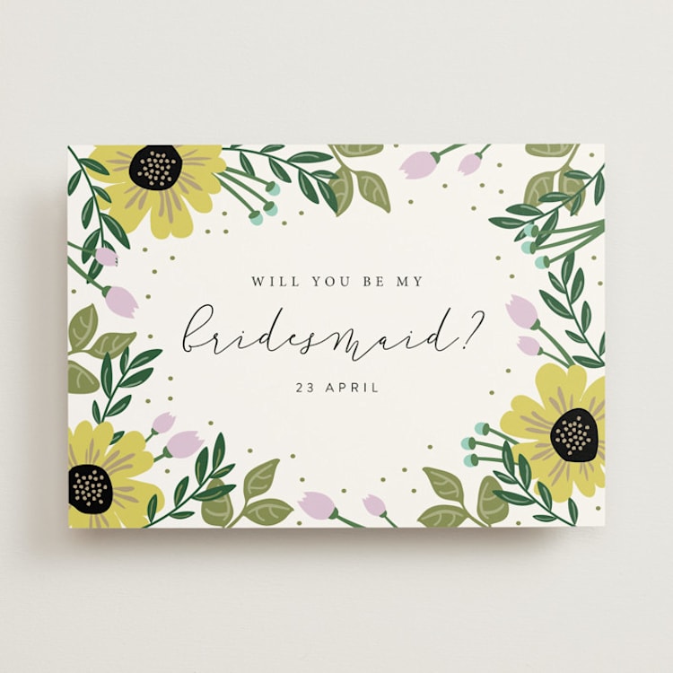 "Bridal Floral" - Bridesmaid Cards in Sunshine by Kampai Designs - Front