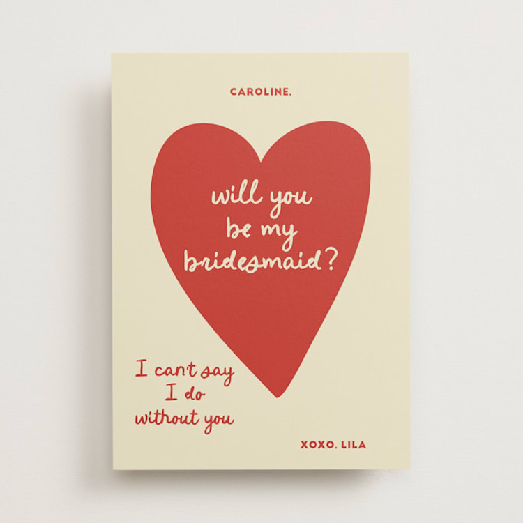 "Big Heart Wedding" - Bridesmaid Cards in Cherry by Ani Somi - Front