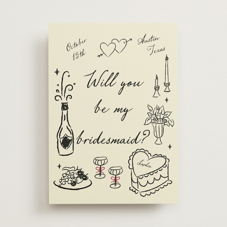 "Vintage Lovers" - Bridesmaid Cards in Champagne by Helena Vitto - Front