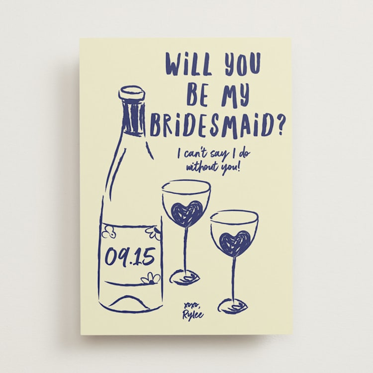 "Heart of Glass" - Bridesmaid Cards in Denim by Helena Vitto - Front