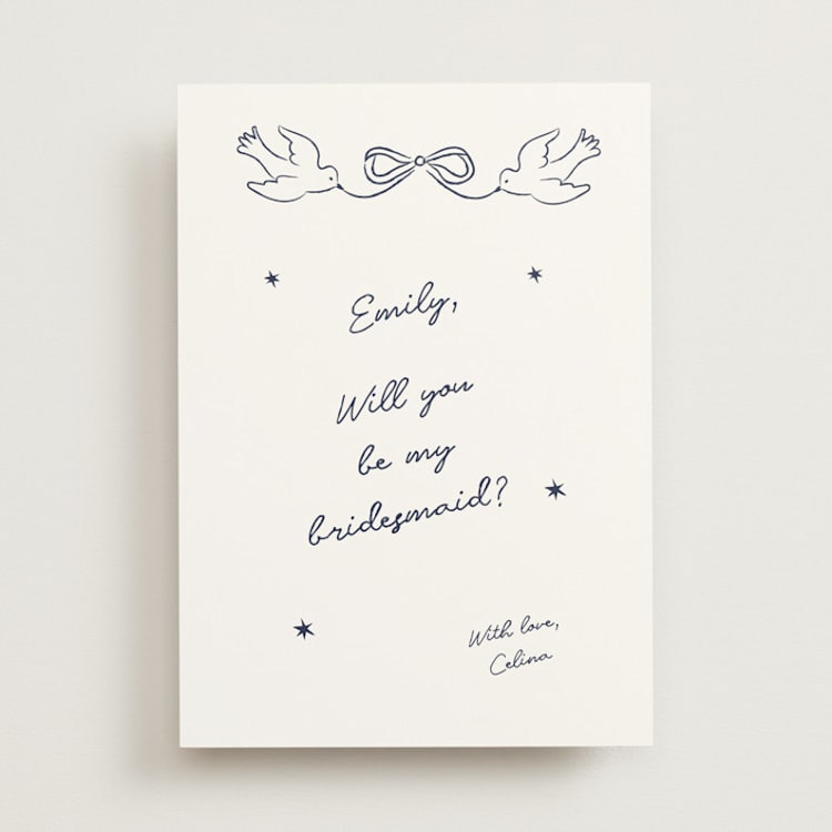 "The Bird Song" - Bridesmaid Cards in Navy by Helena Vitto - Front