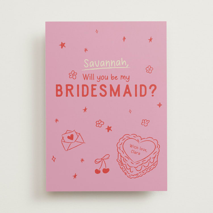 "Dancing Queen" - Bridesmaid Cards in Pretty in Pink by Helena Vitto - Front
