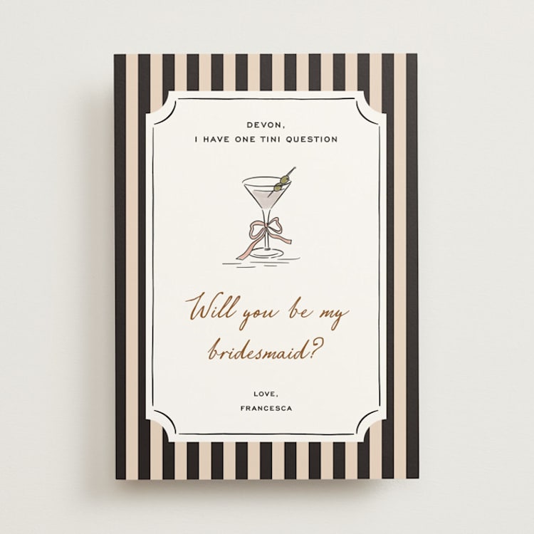"Tini Question" - Bridesmaid Cards in Whiskey by Erin German - Front