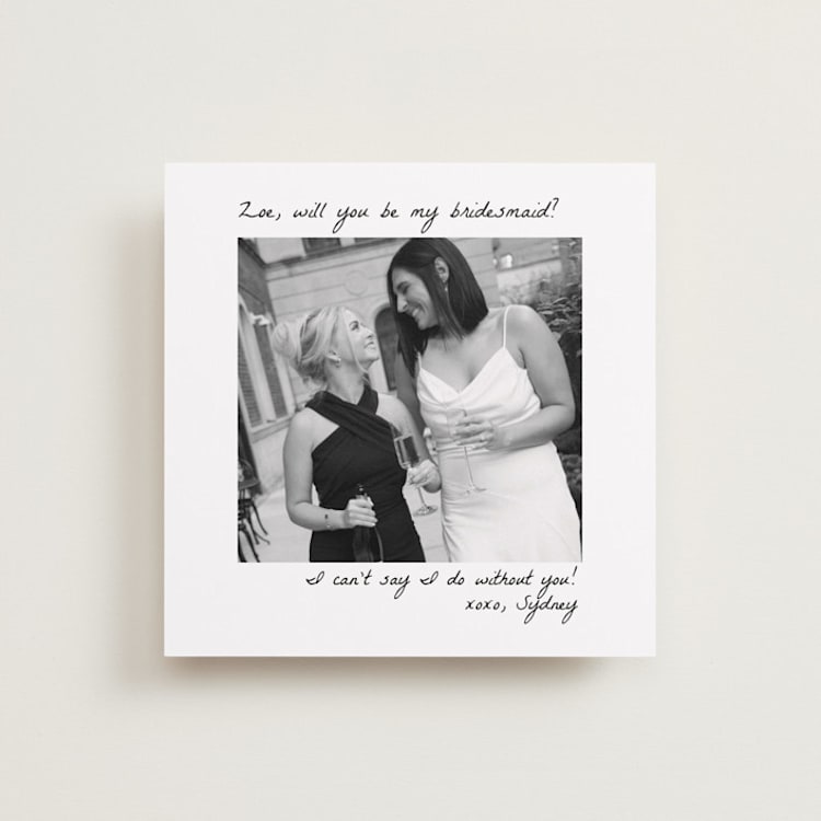 "Polaroid" - Bridesmaid Cards in Snow by Brittney Jensen - Front